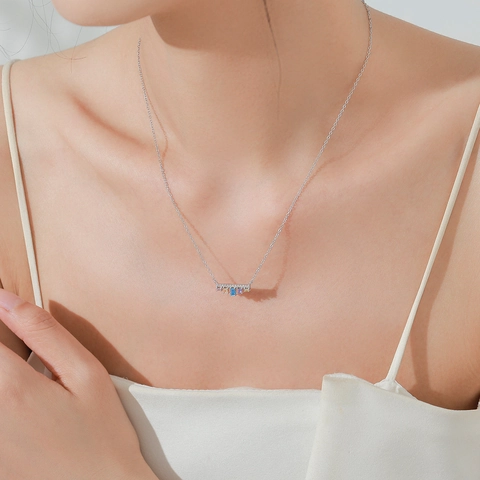 Collana con Pendente in Argento Sterling 925 con Zirconia Geometrica Colorata Catena a Clavicola Rainbow Zirconia Gioielli per Donna