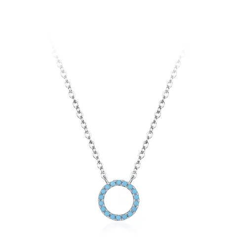 925 Sterlingsilber Geometrische Runde Hohle Türkis Halskette Für Damen Mode Schlüsselbeinkette Minimalistischer Schmuck