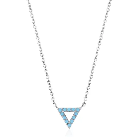 Collar con Colgante de Triángulo Hueco de Plata de Ley 925 y Turquesa Joyería Geométrica Minimalista para Mujer