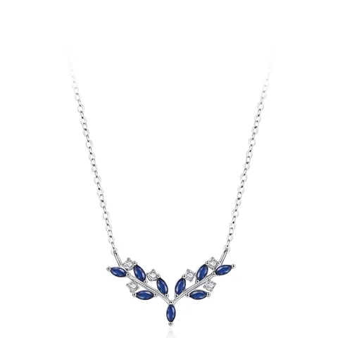 Collana con Ciondolo a Corna di Cervo in Argento Sterling 925 per Donna Zirconia Marquise Blu Elegante Gioielli Catena