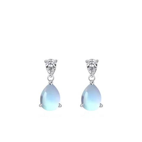 925 Sterling Silber Wassertropfen Mondstein Ohrstecker Für Damen Minimalistische Strass Eingelegt Elegante Koreanische Stil Schmuck Geschenk