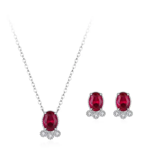 Set Gioielli in Argento Sterling 925 Pesciolino Zirconia Rossa per Donna Collana con Ciondolo Animale Minimalista Orecchini a Lobo