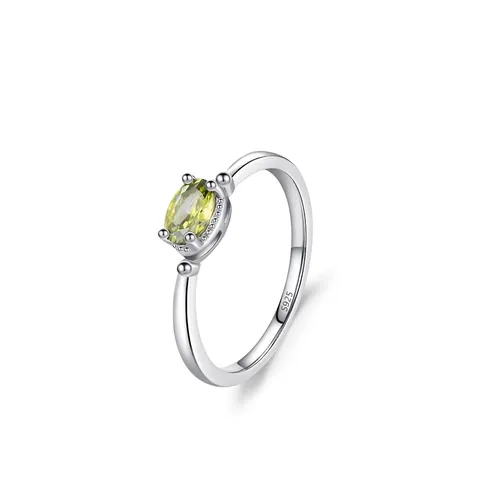 French Retro S925 Sterling Silver Oval Ring For Women Elegant Olive Green Zirconia Sparkling Finger Ring Minimalist Jewelry Gift