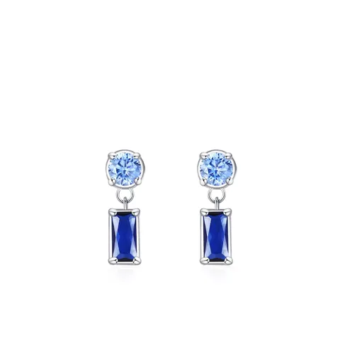 Orecchini a Bottone Pendenti Geometrici in Argento Sterling 925 Zirconia Blu Gioielli Minimalisti per Donna Regalo