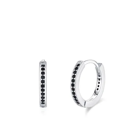 925 Sterlingsilber Geometrische Creolen Schwarze Zirkonia Eingelegte Huggie Ohrringe Für Damen Minimalistischer Schmuck