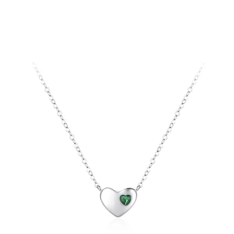 925 Sterlingsilber Herz Halskette Grüner Zirkonia Anhänger Einfache Süße Halskette Für Damen Elegantes Edelschmuck Geschenk