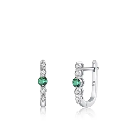 Vintage 925 Sterling Silver Emerald Green Zirconia U-Shaped Hoop Earrings For Women Niche Design Fashion Jewelry Ear Buckles