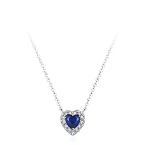 S925 Sterlingsilber Blau Herz des Ozeans Anhänger Halskette Romantisch Vintage Zirkonia Eingelegt Schlüsselbein Kette Für Damen Schmuck Geschenk