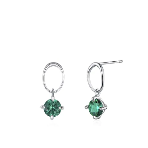 Elegant 925 Sterling Silver Emerald Green Zirconia Stud Earrings For Women Vintage Minimalist Geometric Oval Drop Earrings Jewelry