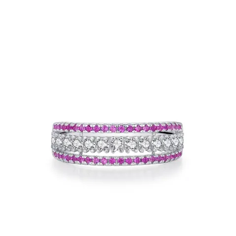 925 Sterlingsilber Drei Reihen Zirkonia Ring Luxus Rosérosa Weiß Eingelegt Elegant Mode Schmuck Ring Für Damen Hochzeit Geschenk