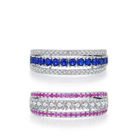 Luxury 925 Sterling Silver Zirconia Ring For Women Hollow Three Row Design Elegant Banquet Finger Ring Silver Jewelry