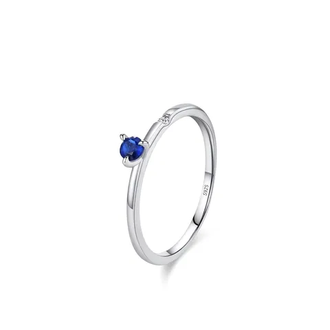 925 Sterlingsilber Minimalistisch Rund Blau Zirkonia Ring Schmal Blau Edelstein Eingelegt Fingerring Mode Schmuck Damen