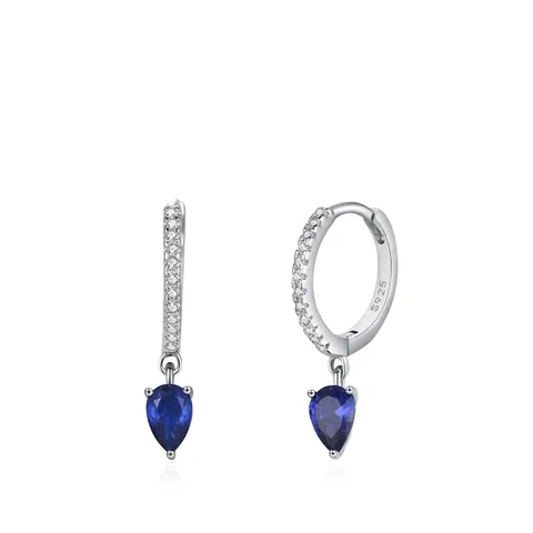 925 Sterling Silver Royal Blue Teardrop Drop Earrings For Women Elegant Zirconia Inlaid Pear Shaped Gemstone Hoop Earrings Fashion Jewelry Gift