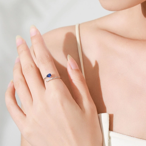S925 Sterlingsilber Birnenform Blau Zirkonia Ring Elegant Verschlungene Schlangenform Verstellbarer Offener Ring Damen Schmuck