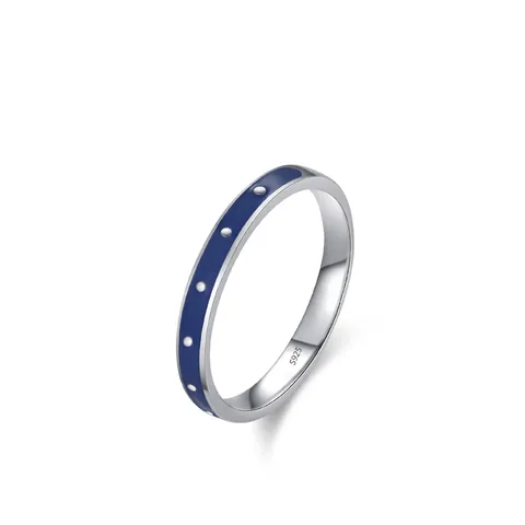 925 Sterling Silver Ring For Women Klein Blue Enamel Geometric Simple Band Ring Fashion Vintage Style Jewelry Finger Ring