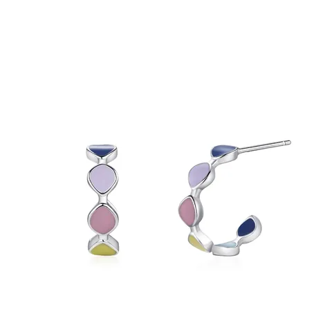 925 Sterlingsilber Bonbonfarbe Dopamin C-Förmige Creolen Bunte Tropf-Emaille Kleine Creolen Eleganter Schmuck Für Damen