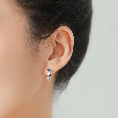 925 Sterlingsilber Bonbonfarbe Dopamin C-Förmige Creolen Bunte Tropf-Emaille Kleine Creolen Eleganter Schmuck Für Damen