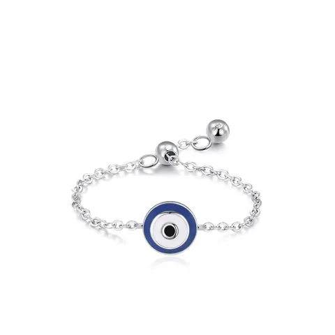 925 Sterlingsilber Böser Blick Kette Ring Verstellbar Emaille Blaues Auge Gliedring Für Damen Personalisiert Minimalistisch Schmuck