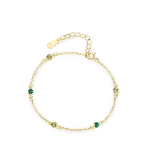 Design di Nicchia Bracciale in Argento Sterling 925 Con Zirconia Verde Per Donna Placcato Oro Semplice Leggero Lusso Gioielli Geometrici
