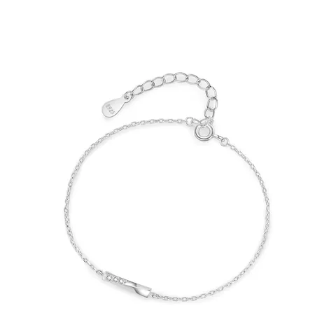 Bracciale Barra Torta in Argento Sterling 925 per Donna Minimalista Geometrico Zirconia Intarsiato Sottile Braccialetto Regalo Gioielli