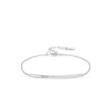 Bracciale a Barra Linea Sorriso in Argento Sterling 925 Minimalista per Donna Elegante Gioiello a Catena con Intarsio in Zirconia
