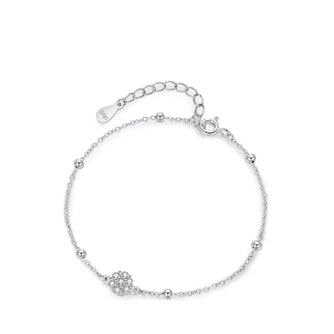 925 Sterling Silver Flower Zirconia Bracelet For Women Dainty Floral Cluster Adjustable Bead Chain Charm Bracelet Fashion Jewelry