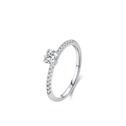 S925 Sterling Silver Luxury Single Zirconia Ring Micro Pave Elegant Fashion Engagement Wedding Ring Jewelry For Women