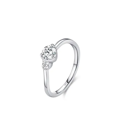 Minimalistische 925 Sterling Zilveren Zirconia Ring voor Vrouwen Ronde Snee Drie Steen Bruiloft Verlovingsring Luxe Sieraden