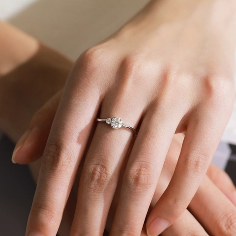 Minimalistische 925 Sterling Zilveren Zirconia Ring voor Vrouwen Ronde Snee Drie Steen Bruiloft Verlovingsring Luxe Sieraden