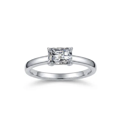 S925 Sterling Silver Square Zirconia Ring Minimalist Emerald Cut Simulated Diamond Engagement Wedding Ring For Women Jewelry