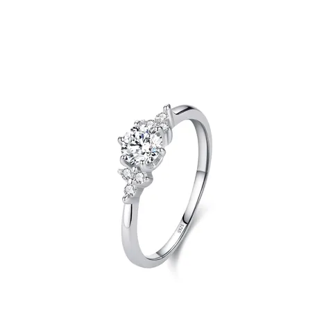 925 Sterling Silver Zirconia Ring Elegant Geometric Round Design Wedding Engagement Ring Luxury Jewelry For Women
