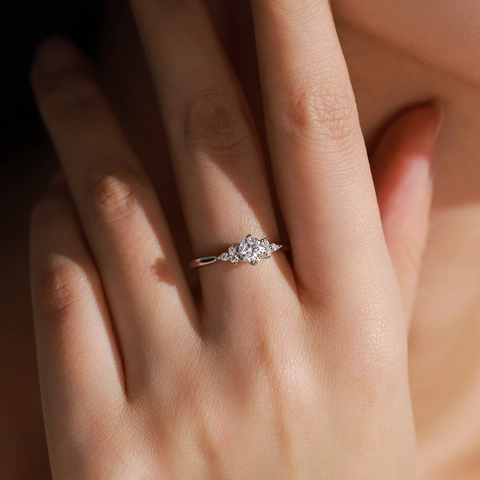 925 Sterling Silver Zirconia Ring Elegant Geometric Round Design Wedding Engagement Ring Luxury Jewelry For Women