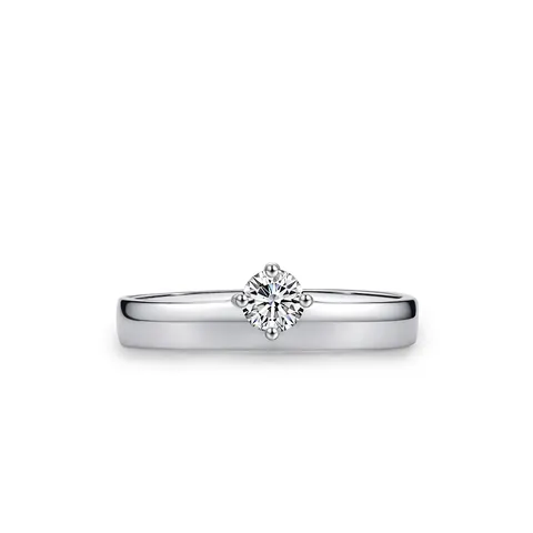 S925 Sterling Silver Sparkly Zirconia Solitaire Ring For Women Simple Plain Band Fashion Minimalist Four-Prong Index Finger Ring