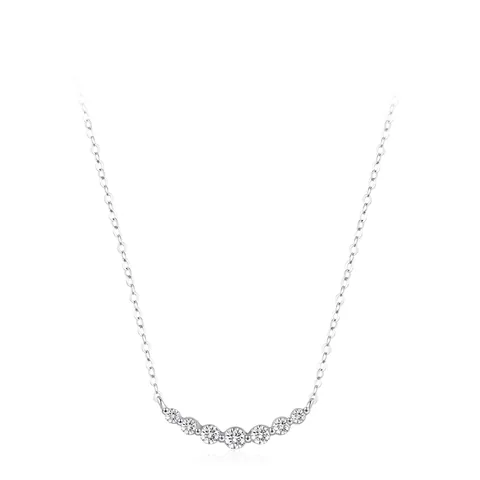 Collana con Ciondolo a Sorriso Curvo in Argento Sterling 925 Con Zirconia Elegante Catena da Clavicola per Donna Gioielli Moda