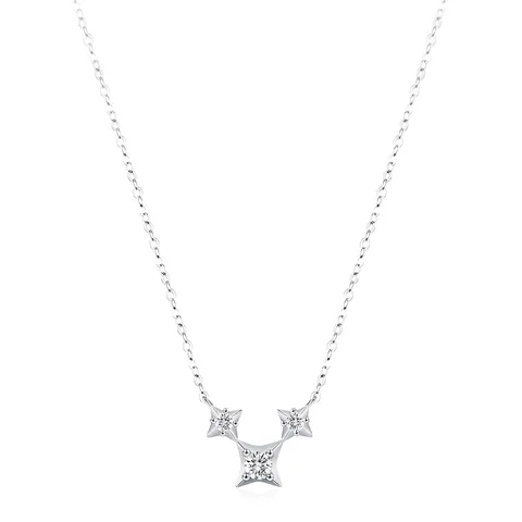 Collar con Colgante de Estrella de Plata de Ley 925 para Mujer Circonia Brillante Incrustada Cadena de Clavícula Joyería