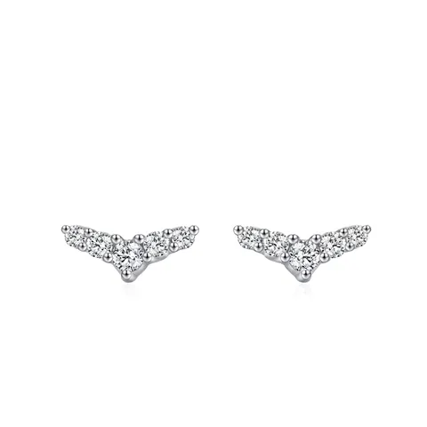 Boucles d'Oreilles Clous en Argent Sterling 925 Forme de V avec Zirconia pour Femme Bijoux Minimalistes Queue de Dauphin