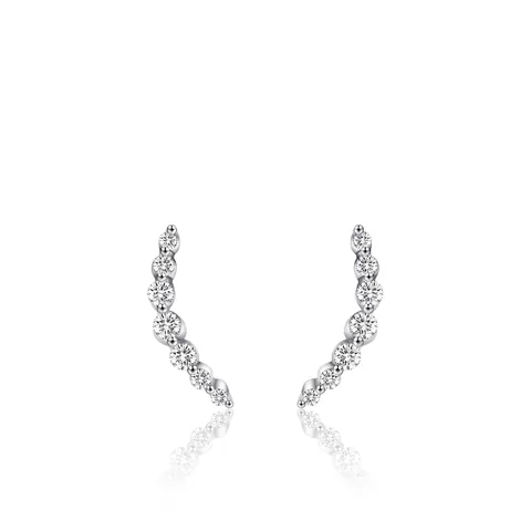 Orecchini a Bottone in Argento Sterling 925 Arco Curvo Sorriso per Donna Zirconia Trasparente Pavé Minimalista Stile Coreano