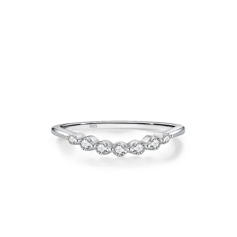 925 Sterlingsilber Lächeln-Linie Ring Für Damen Minimalistisch Zirkonia Eingelegt Stapelbar Mode Schmuck Für Dating Geschenk