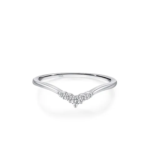 Anello a Forma di V in Argento Sterling S925 per Donna Anello Impilabile Minimalista in Zirconia Elegante Stile Semplice Gioielli Moda