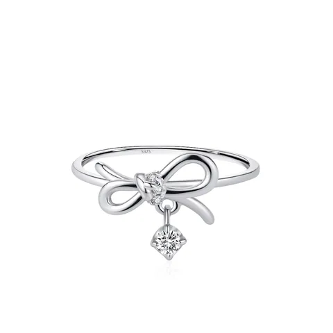 Anello Con Fiocco In Argento Sterling 925 Per Donna Con Zirconi Incastonati Ciondolo Anello Da Dito Dolce Romantico Gioielli Di Moda Regalo