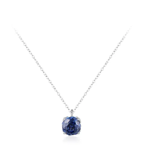 Vintage 925 Argento Sterling Taglio a Rosa Blu Zirconia Ciondolo Collana Elegante Geometria Catena Clavicola Gioielli Donna