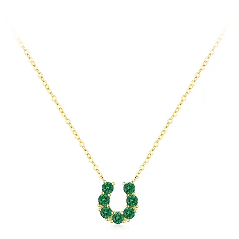 Lussuosa Collana Con Ciondolo a U a Forma di Ferro di Cavallo in Argento Sterling S925 per Donna Raffinata Catena a Clavicola in Strass Verde