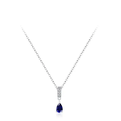 S925 Argento Sterling Blu Pendente a Goccia Collana per Donna Lussuosa Zirconia Intarsiata Catena Clavicola Elegante Gioielli Regalo