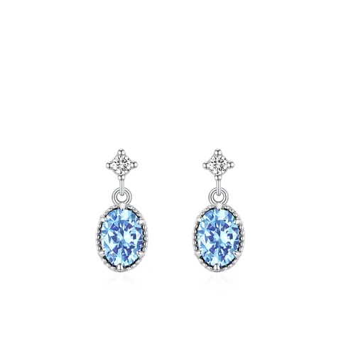 925 Sterling Silver Light Blue Teardrop Zirconia Drop Earrings Elegant Sophisticated Jewelry For Women Anniversary Daily Accessory