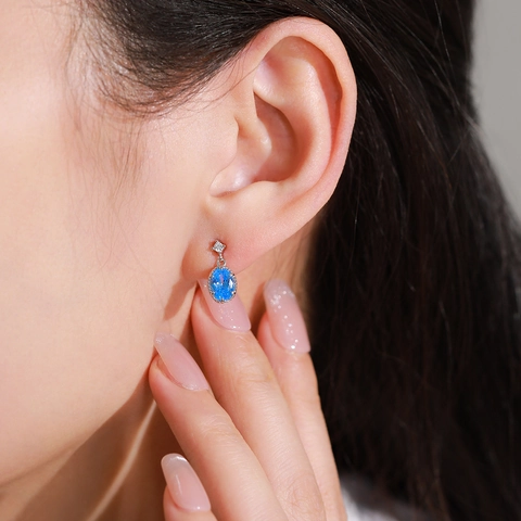 925 Sterling Silver Light Blue Teardrop Zirconia Drop Earrings Elegant Sophisticated Jewelry For Women Anniversary Daily Accessory