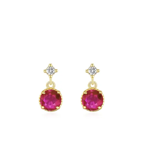 Pendientes de Botón de Circonia Rojo Rosa Románticos Plata de Ley 925 Chapados en Oro Joyería Geométrica para Mujer Regalo