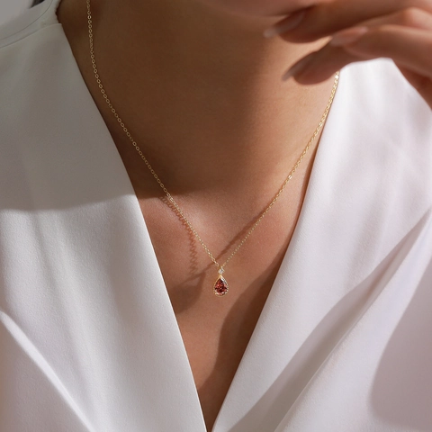 Elegante Collana in Argento Sterling 925 Con Ciondolo in Zirconia a Goccia d'Acqua Catena a Clavicola Placcata Oro Vintage per Donna Gioielli Regalo