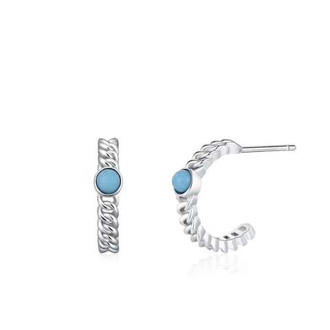 925 Sterlingsilber Türkis Ohrstecker Nischendesign Geflochtene Textur Vintage C-Form Ohrringe Schmuck Für Damen Geschenk