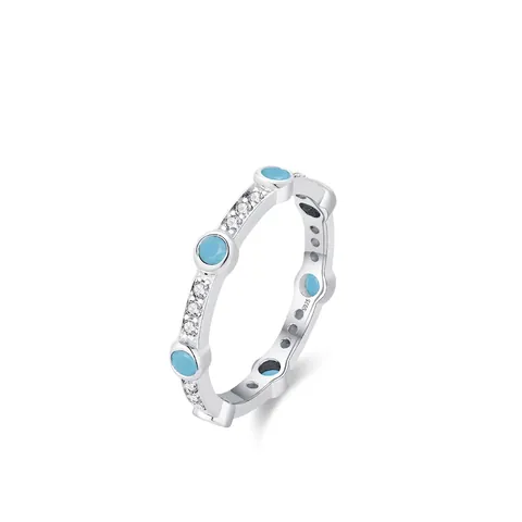Exquisite S925 Sterling Silver Turquoise Ring With Zirconia For Women Elegant Boho Style Inlaid Gemstone Ring Fashion Jewelry