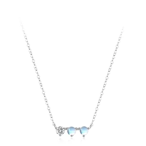 925 Sterlingsilber Mondstein Strass Anhänger Halskette Leichter Luxus Minimalistisch Klein Geometrisch Schmuck Für Damen Geschenk